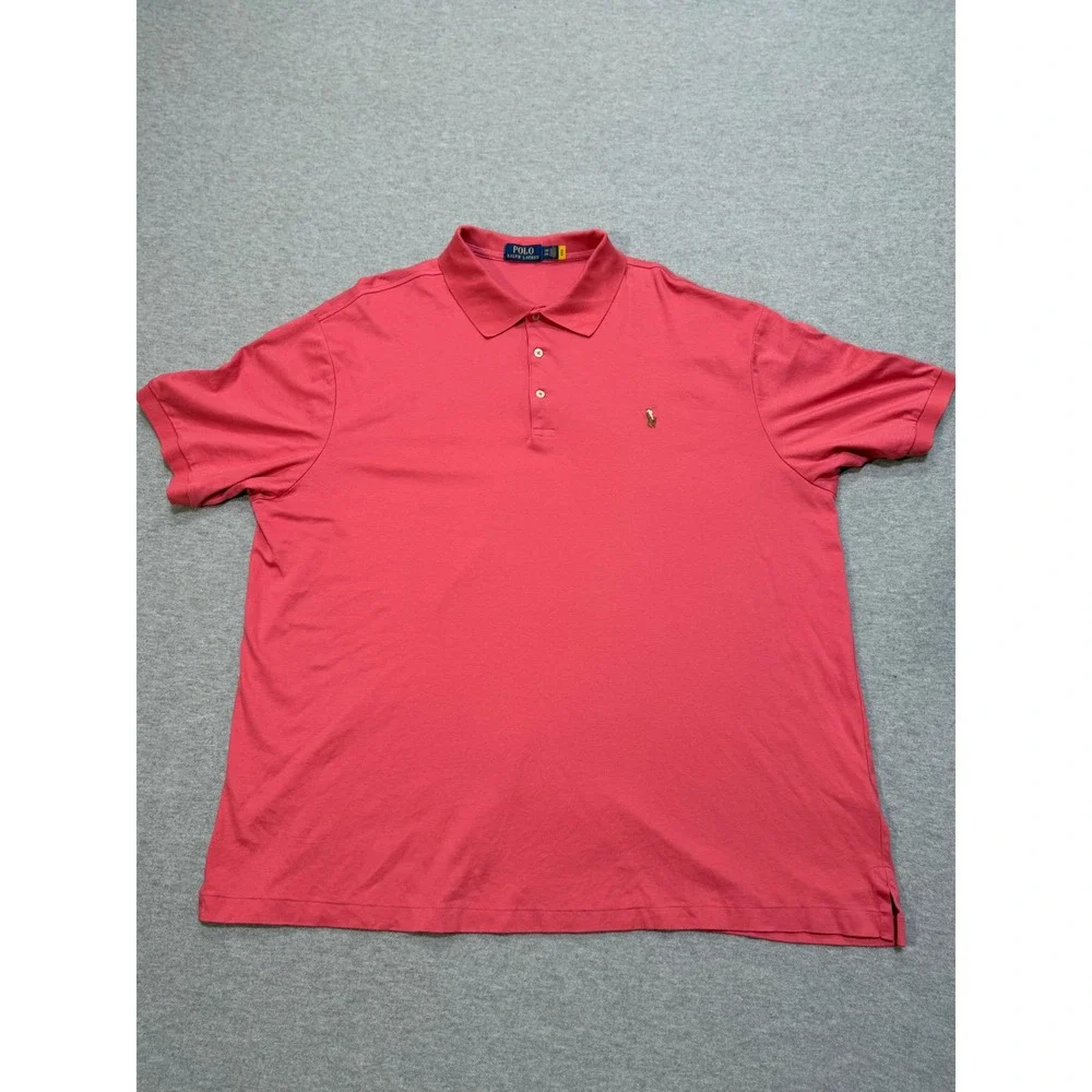 Polo Ralph Lauren Mens 2XB Salmon Pink Short Sleeve Soft Cotton Polo Shirt 2XB